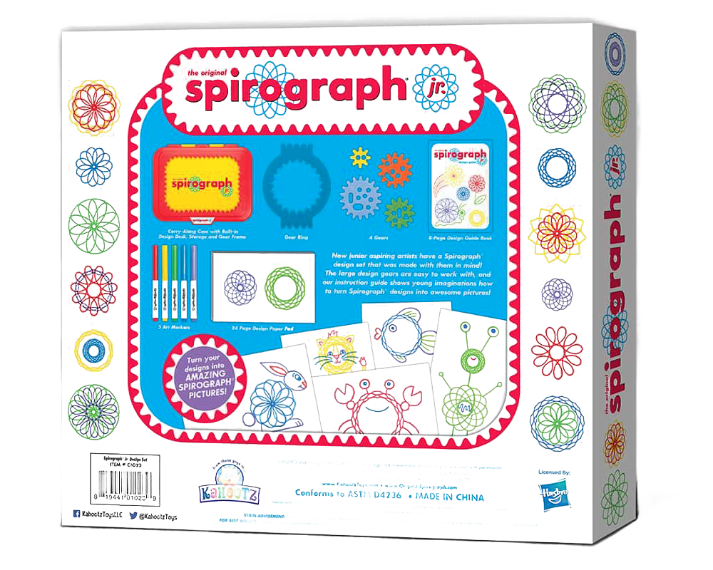 Colorful Spirograph Junior Set displayed in its packaging featuring large design gears, washable art markers, and a carry-along desk with storage, perfect for creative children's arts and crafts in Toys, Books & Games and Best Sellers collections.