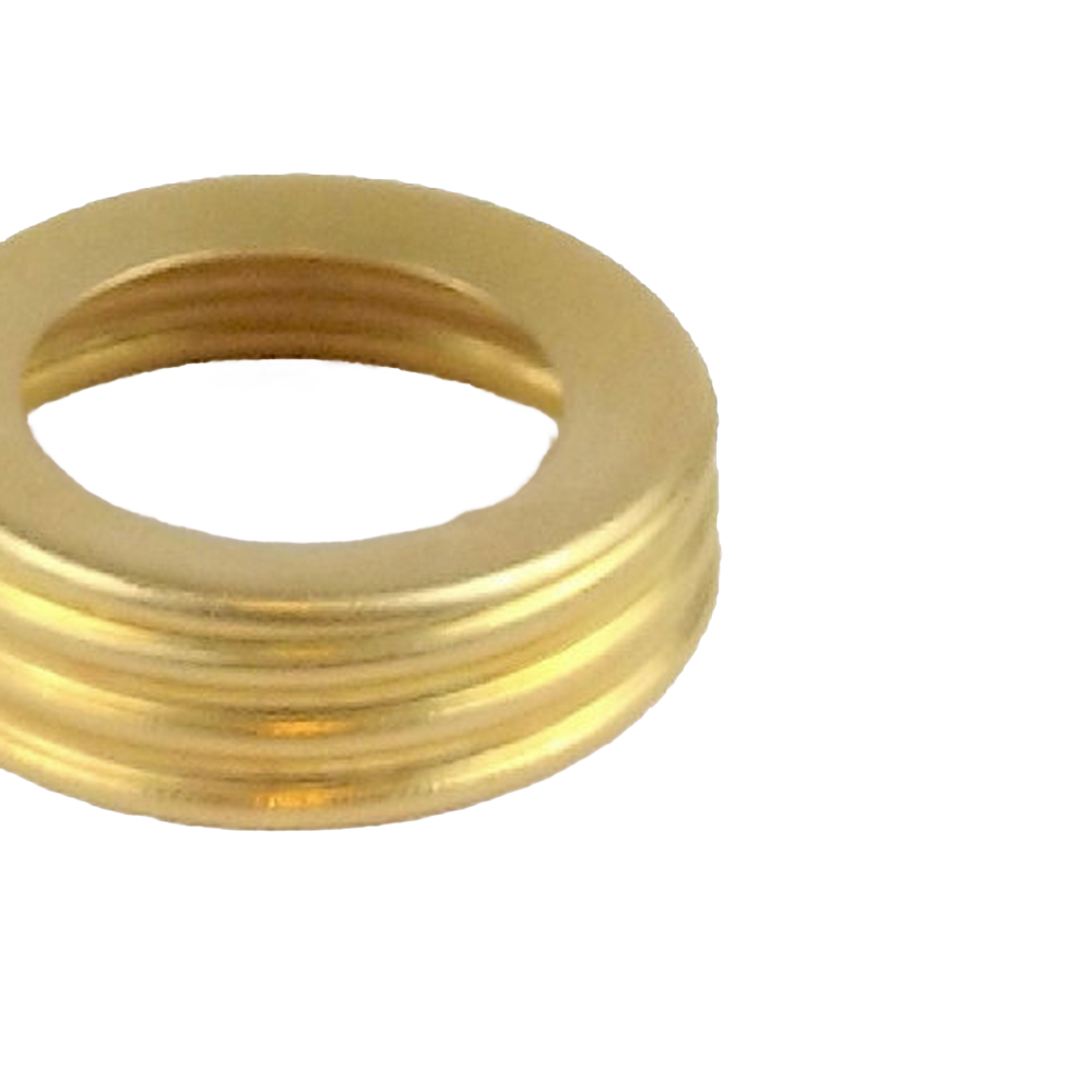 Brass-colored metal thread ring with 1-inch male coarse thread, designed for use with glass oil lamp fonts, featured in Lamps & Lighting, Parts and Accessories, and Best Sellers collections.