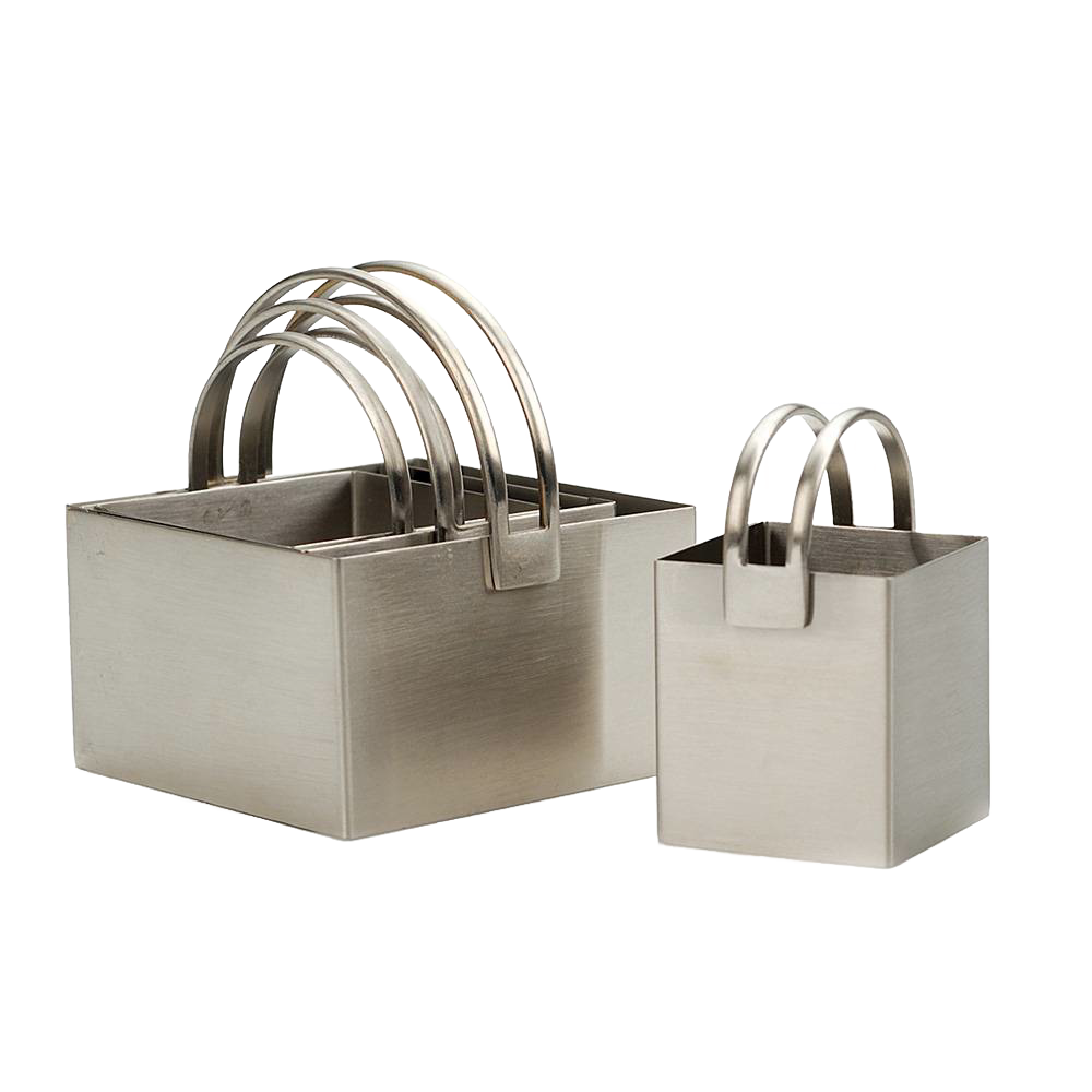 Set of four stainless steel biscuit cutters in nested arrangement with comfortable arched handles, crafted for easy homemade baking and compact storage, ideal for Kitchen & Food collections.