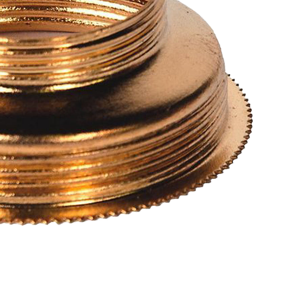 Close-up of a solid brass expander with threaded design, used to adapt oil lamp burners from smaller to larger sizes, part of Lamps & Lighting and Parts and Accessories collections.