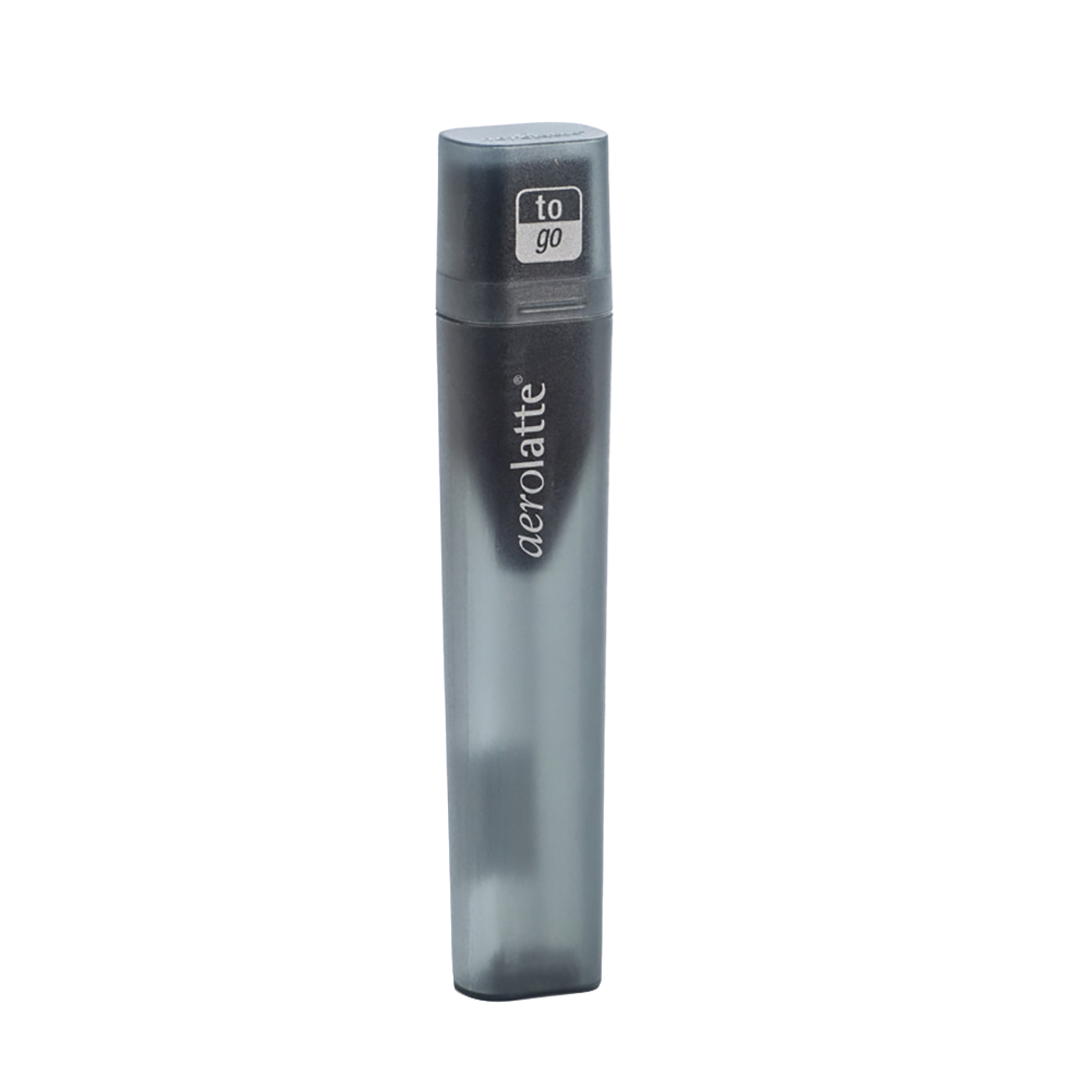 Compact handheld milk frother in a sleek dark gray case with "to go" label, designed for creamy frothing and versatile kitchen use, featured in Kitchen & Food and Best Sellers collections.