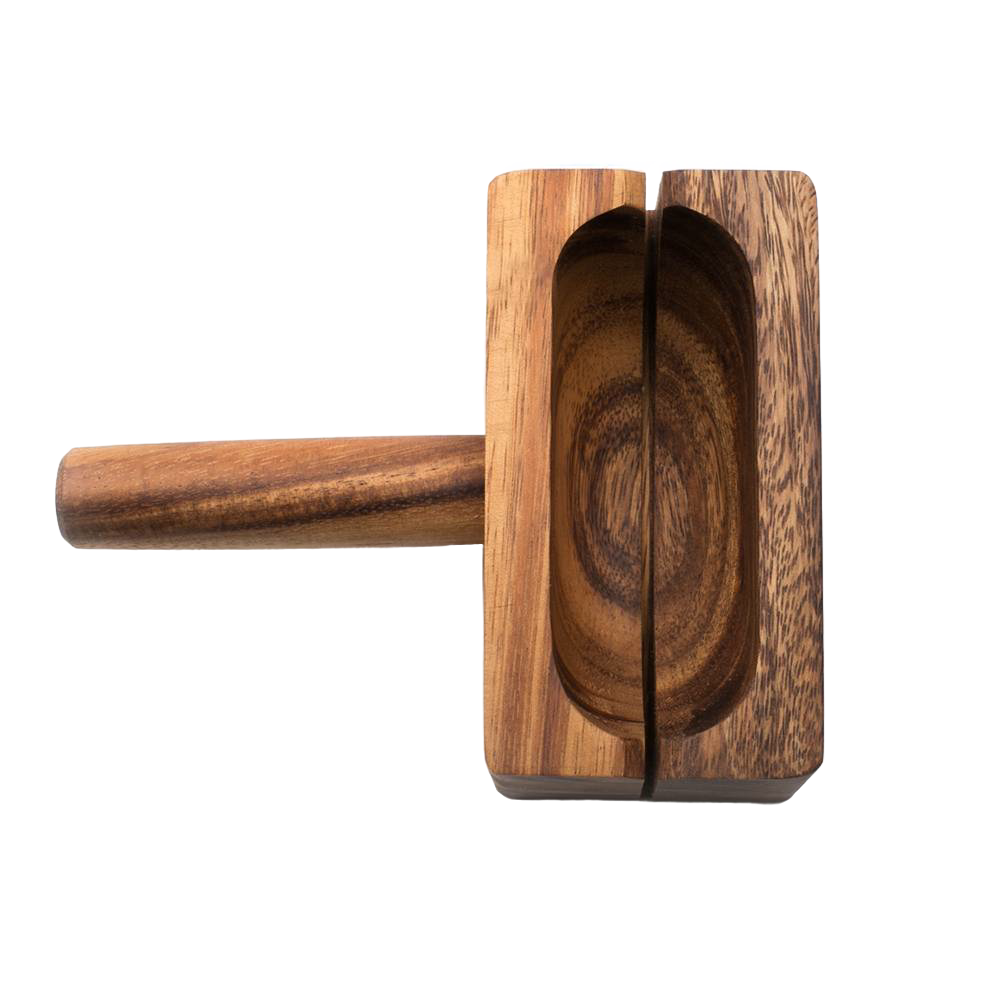 Handcrafted acacia hardwood bagel miter with wide base and knife slots for steady, safe slicing, perfect for Kitchen & Food, Food Prep, and Kitchen Accessories collections.