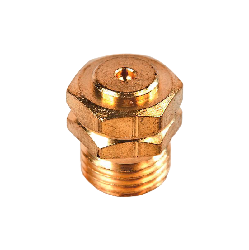 Brass natural gas orifice with threaded base and central hole, compatible with gas lighting fixtures, featured in Lamps & Lighting, Gas Lights, Best Sellers, and Promo Eligible collections.