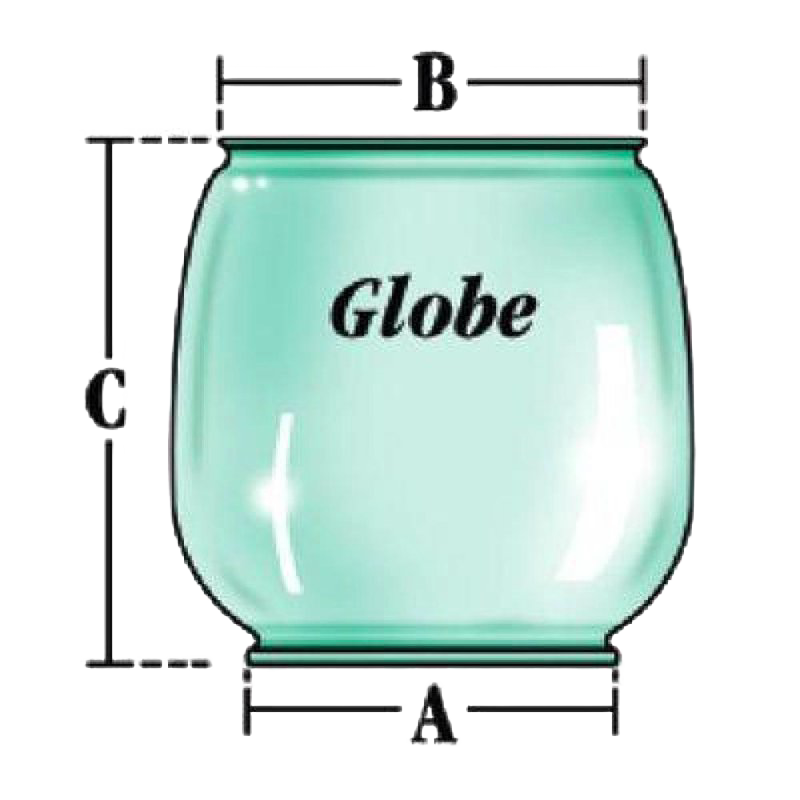 Handcrafted red replacement globe for oil lanterns with base diameter 2-3/4", top diameter 3-1/4", and height 4", ideal for Lamps & Lighting, Camping, and Emergency Supplies collections.