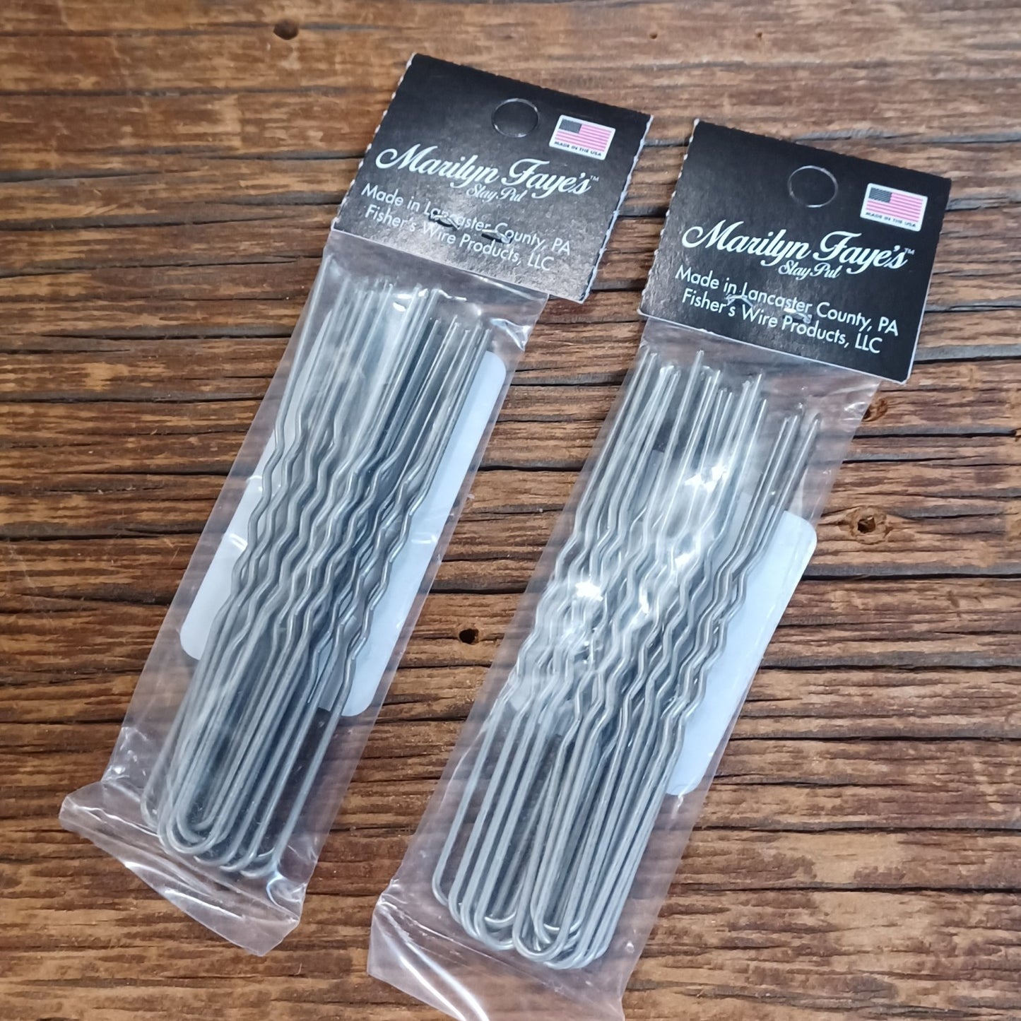 Two packs of handmade stainless steel hair pins with wavy design, Amish made in USA, ideal for Health & Wellness, Clothing and Accessories, and Best Sellers collections.