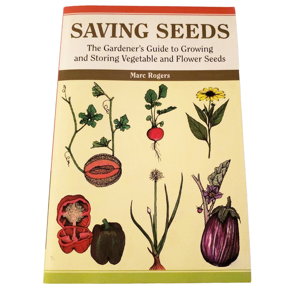 Cover of a handcrafted gardening guidebook with botanical illustrations of vegetable and flower seeds, ideal for Home and Garden How-To Books, Best Sellers, and Toys, Books & Games collections.