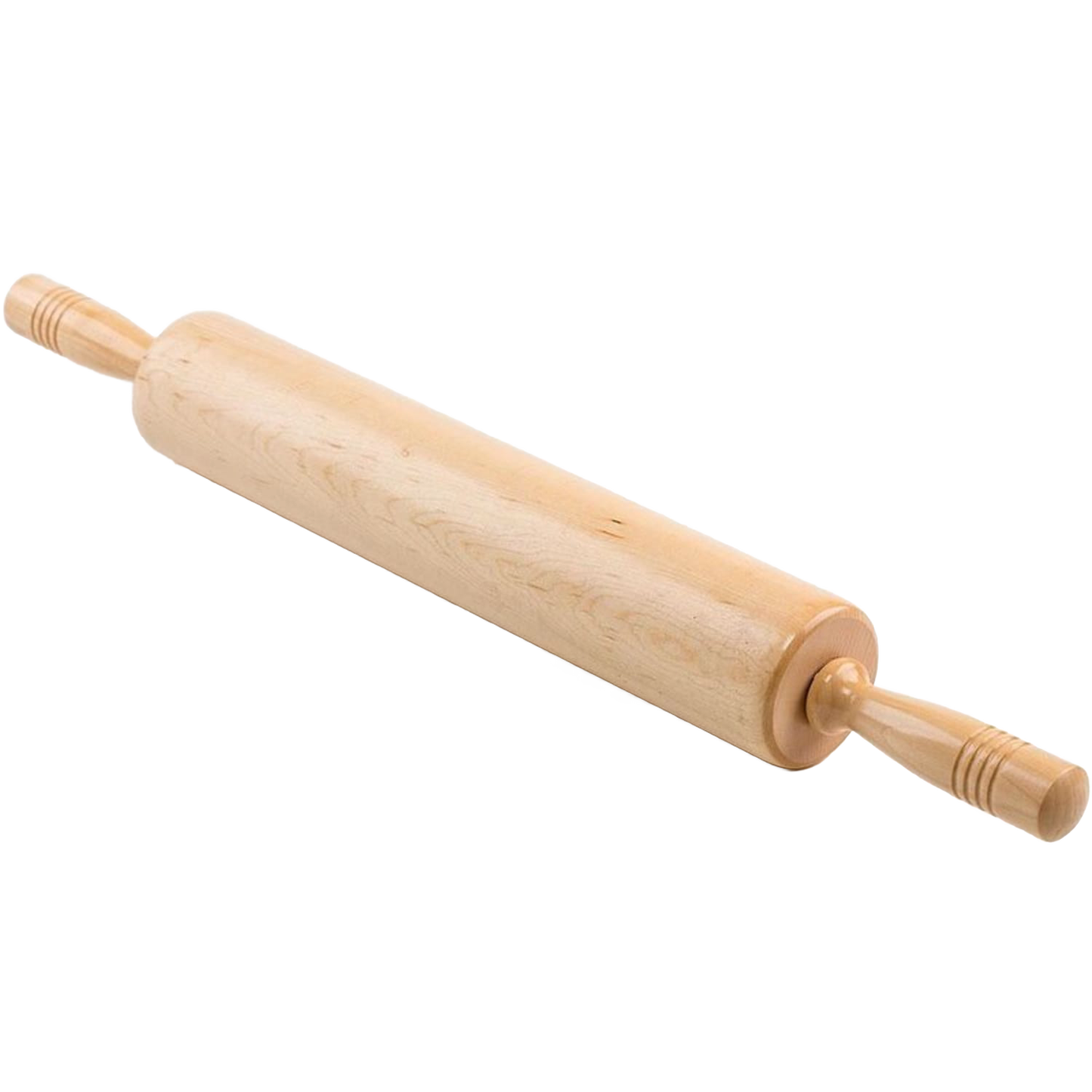 Handcrafted 15-inch traditional maple rolling pin with extra-long comfortable handles, made in USA from solid rock maple, ideal for Kitchen & Food, Cookware, Baking Supplies, and Best Sellers collections.