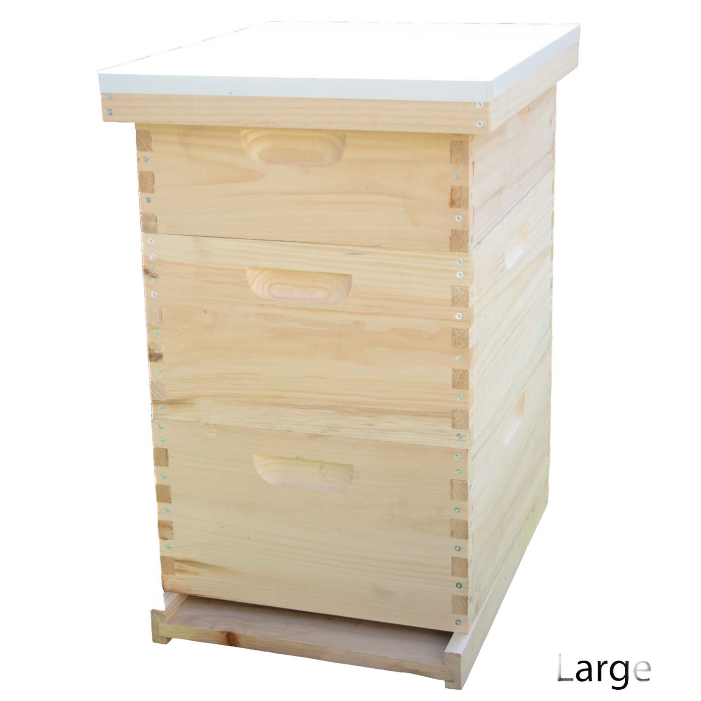 Handcrafted natural wood 10-frame beehive box with a flat white cover, designed for easy honeybee management in Farm, Garden & Tool, 10-Frame Hives and Beekeeping Supplies collections.