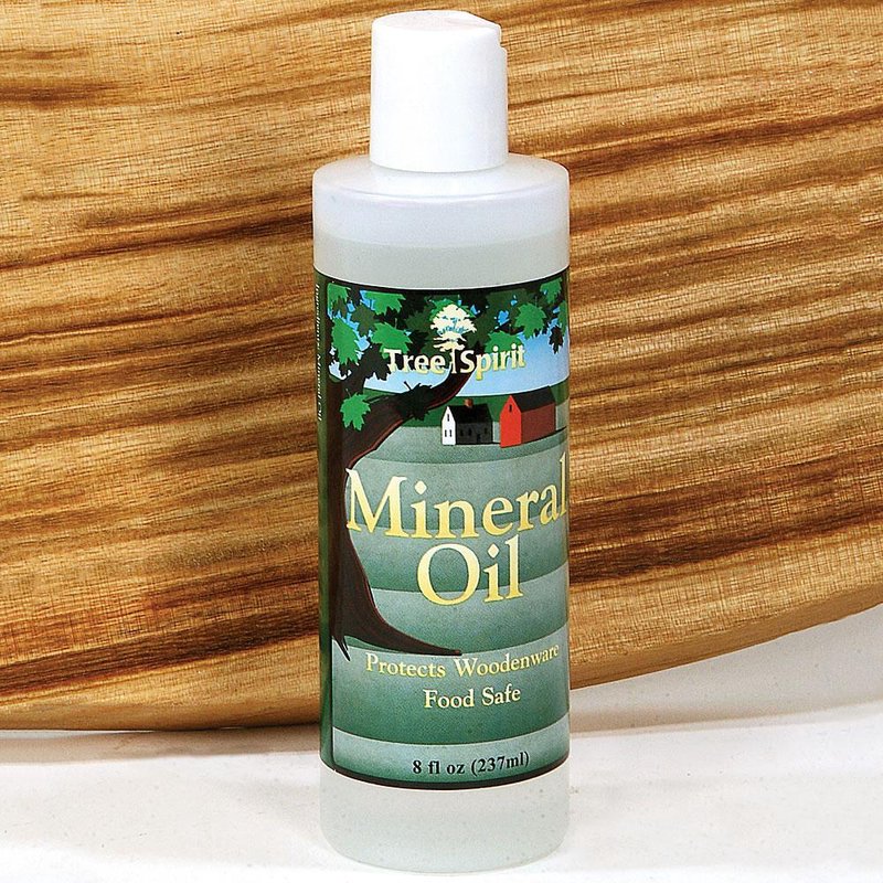 8 fl oz bottle of handcrafted food safe mineral oil designed for protecting woodenware, featured in Kitchen & Food, Accessories & Maintenance, and USA Made collections.
