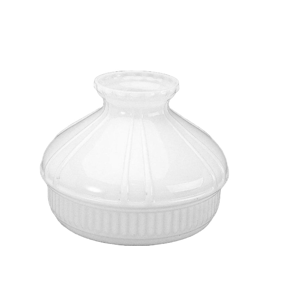 Handcrafted opal white glass oil lamp shade with molded vertical lines, designed for lamps and lighting, lamp shades, and parts and accessories collections.