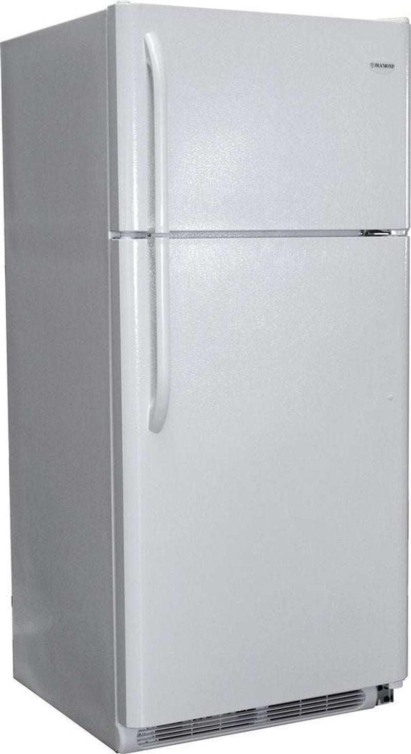 Tall white gas refrigerator with top freezer compartment and curved handle, handcrafted and amish made, featured in Appliances, Refrigerators and Freezers, Best Sellers, and All Stoves & Appliances collections.