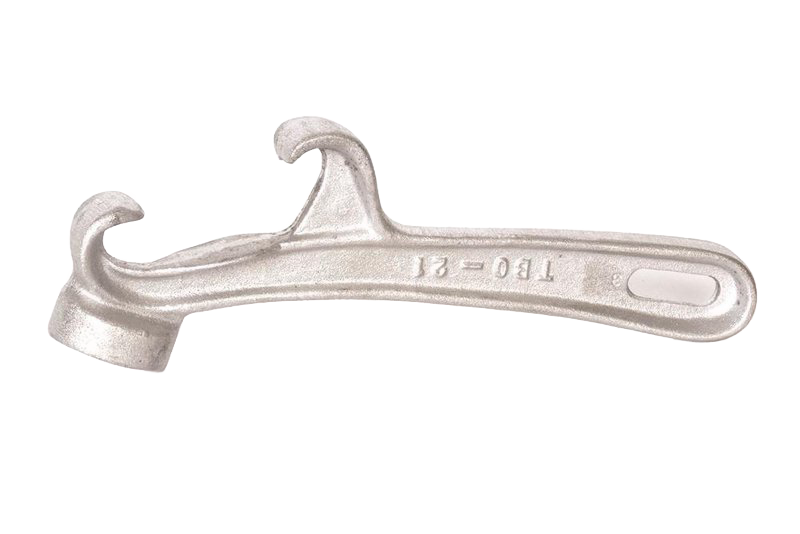 Handcrafted metal bucket opener with dual hooks and hammer end, designed for Farm, Garden & Tool, Kitchen & Food, and Homesteading collections, measuring 8-1/2 inches long.