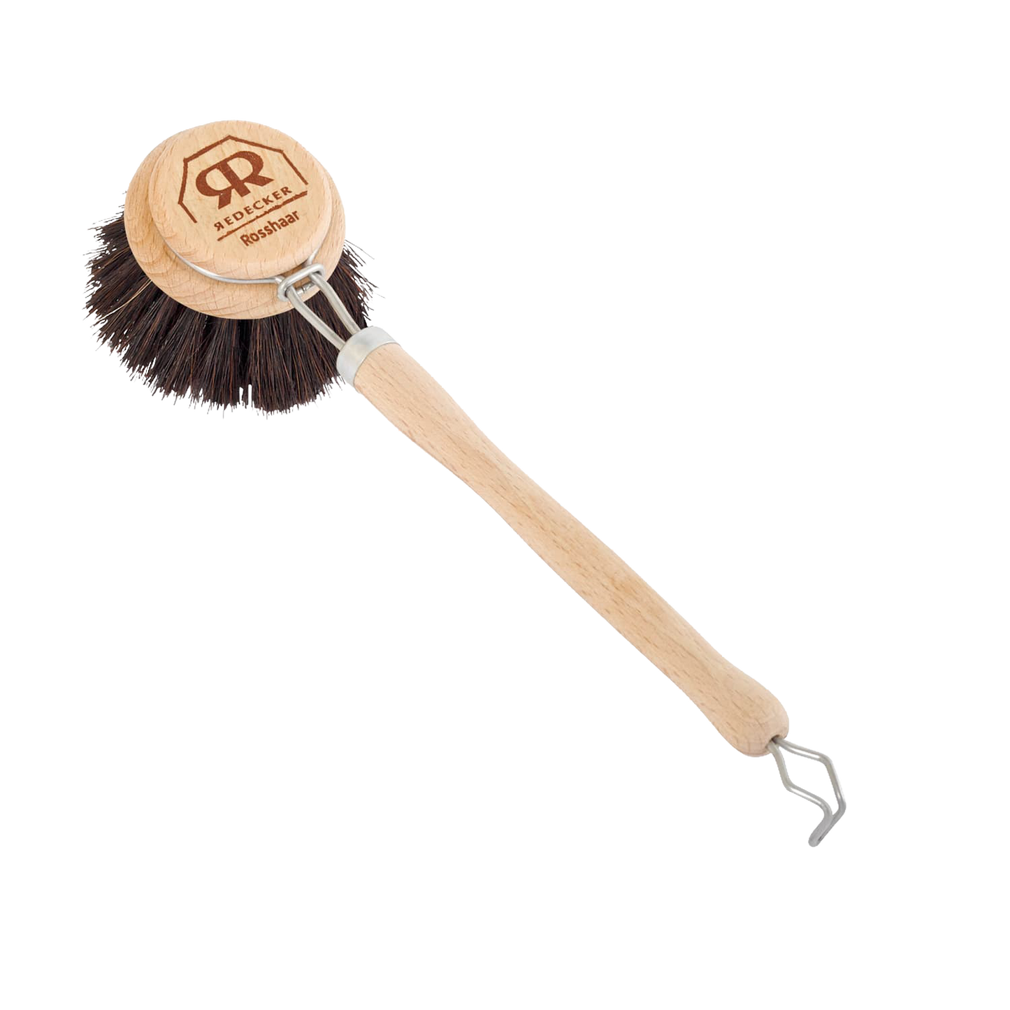 Reusable dish brush featuring a smooth beechwood handle and dense natural bristles with a replaceable head, designed for sustainable cleaning in Home & Decor and Household Cleaning.