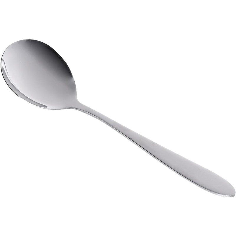 Single stainless steel soup spoon with an extra-wide round bowl and smooth handle, part of Kitchen & Food, Dinnerware, Soups, Best Sellers, and Promo Eligible collections.