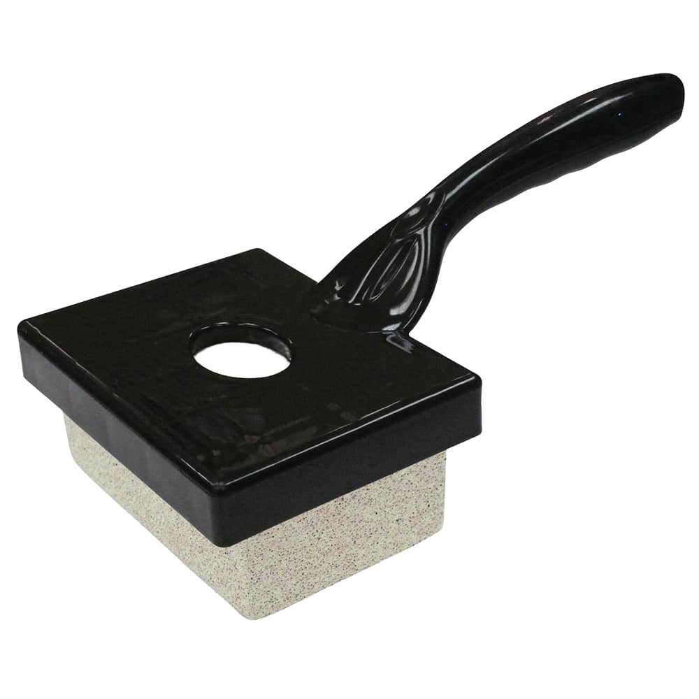 Black-handled cleaning tool with a thick rectangular pumice stone block, designed for efficient grill maintenance, ideal for Kitchen & Food and Kitchen Gadgets collections.