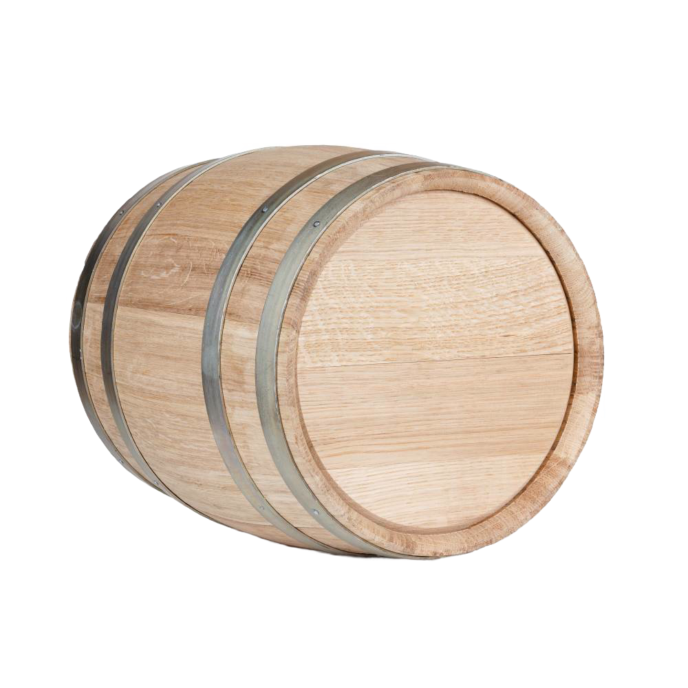 Handcrafted 5-gallon wooden keg with steel bands, featuring a toasted interior for brewing, made in USA, suitable for Home & Decor, Farm, Garden & Tool, and Homesteading collections.
