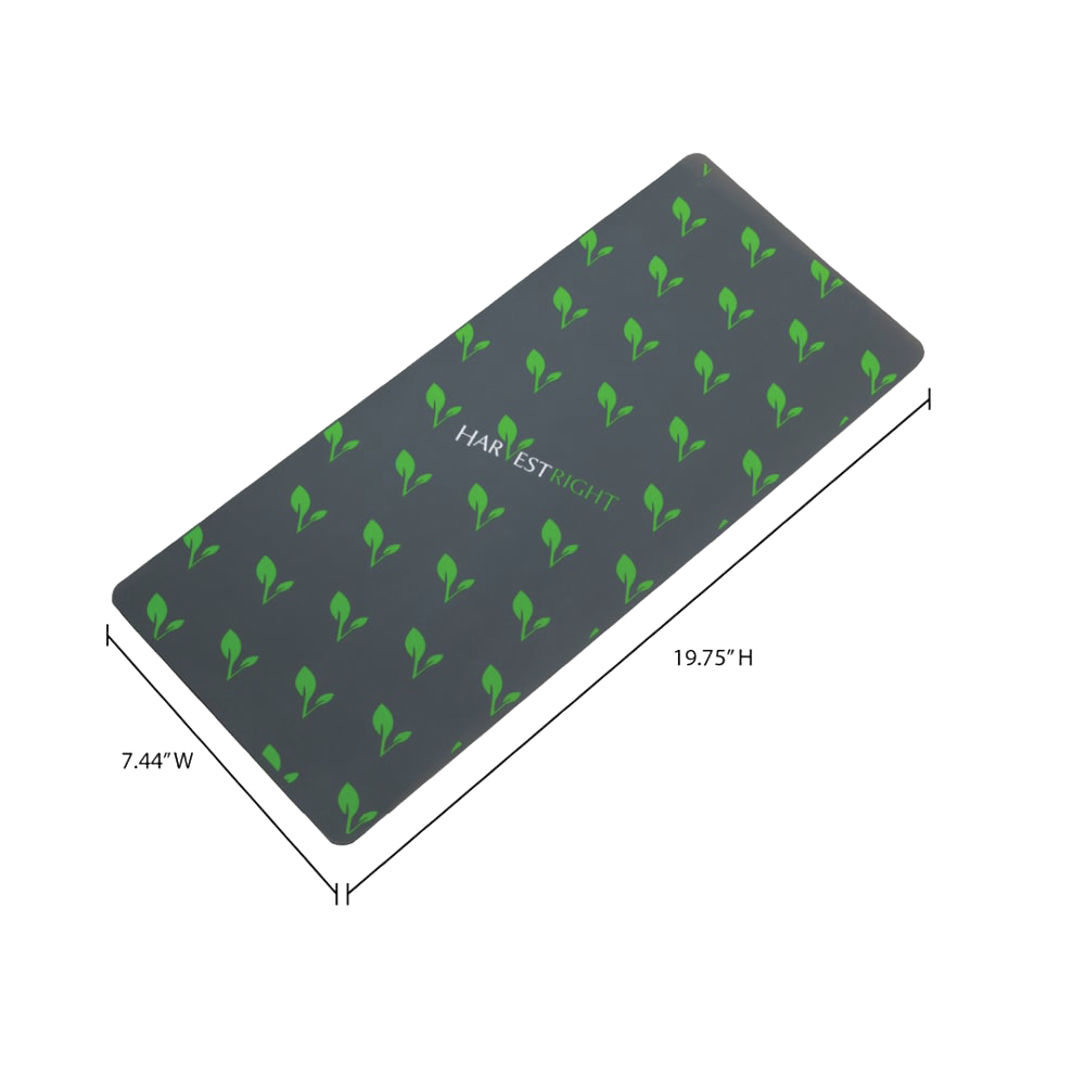 Dark gray reusable silicone mat with green sprout pattern, designed for easy cleanup in freeze drying, featured in Kitchen & Food, Food Preservation, Drying, Best Sellers, and Promo Eligible collections.