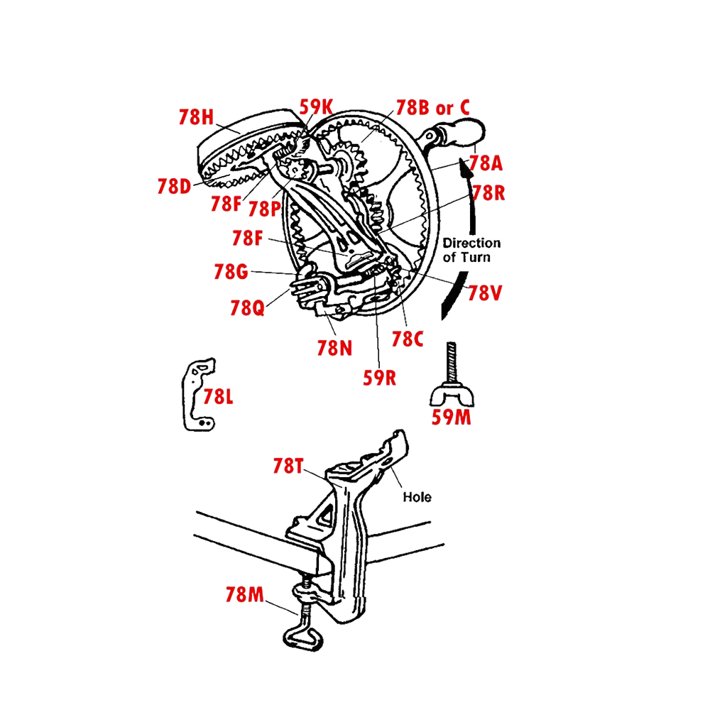 Technical line drawing with labeled components highlighting the cutter arm spring mechanism used in apple peelers, relevant for Farm, Garden & Tool and Specialty Equipment collections.