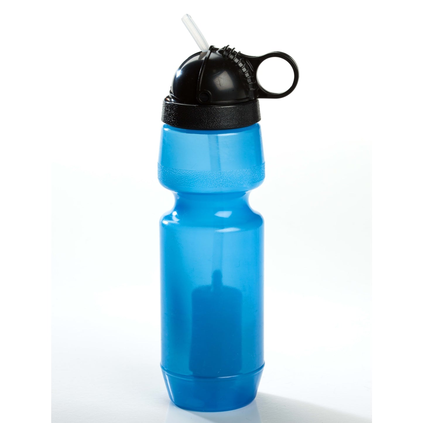 Blue 22 oz Sport Berkey water filter bottle made from BPA-free medical-grade LDPE #4 polymer with a black twist-on cap and integrated loop handle, designed for camping, emergency supplies, and everyday use.