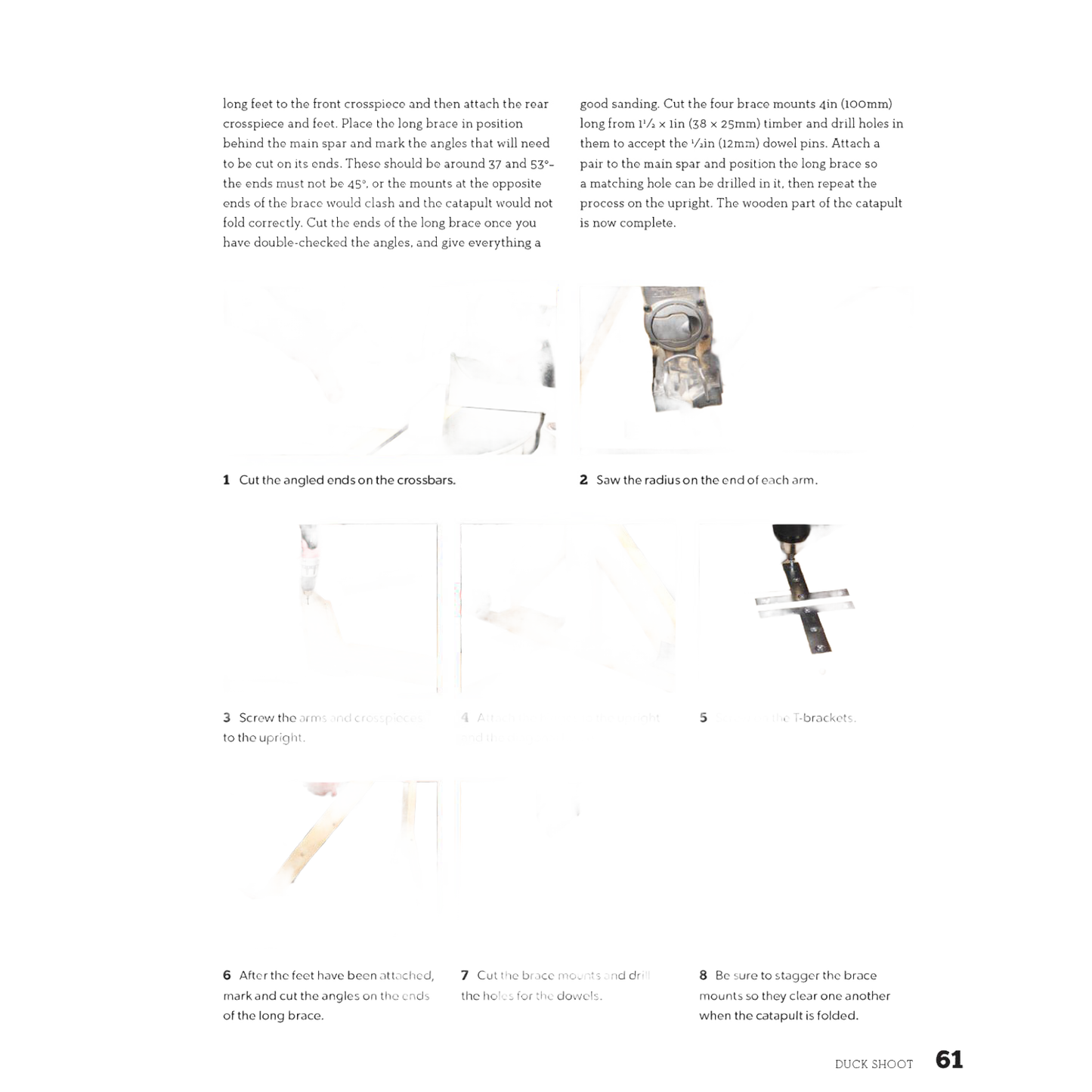 Page showing step-by-step woodworking instructions with detailed labeled photos illustrating assembly of a wooden project, part of a how-to book in toys, books, and home garden collections.