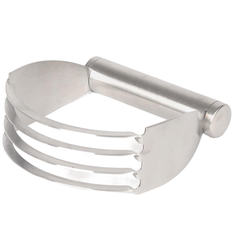 Durable stainless steel hand pastry blender with four wide blades and a solid handle, designed for effortless mixing in Kitchen & Food, Baking Supplies, and Cooking Helpers collections.