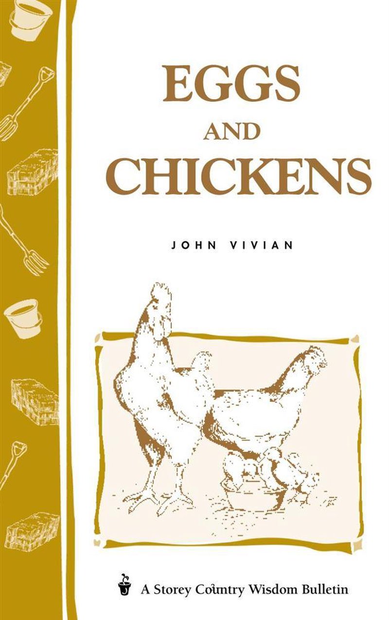 Book cover featuring a simple illustration of hens and chicks with text on chicken care, ideal for farm, garden, and livestock book collections.