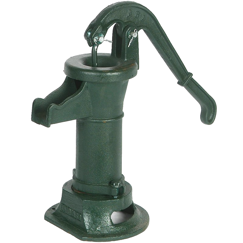 Handcrafted green cast iron hand pump designed for lifting water from shallow wells, suitable for Appliances, Water Pumps, Shallow Well Pumps, and Best Sellers collections.