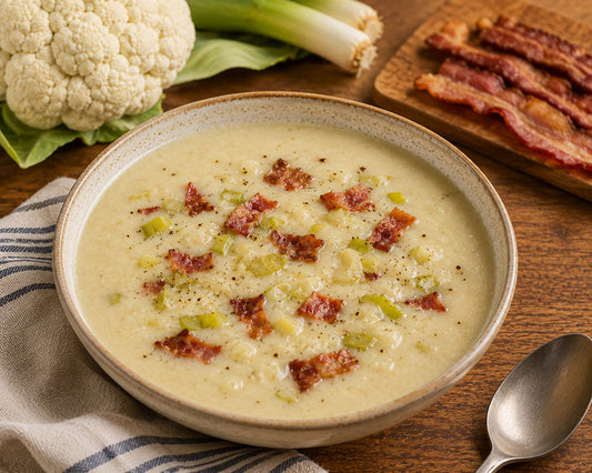 Gluten-Free Cauliflower, Leek and Bacon Soup