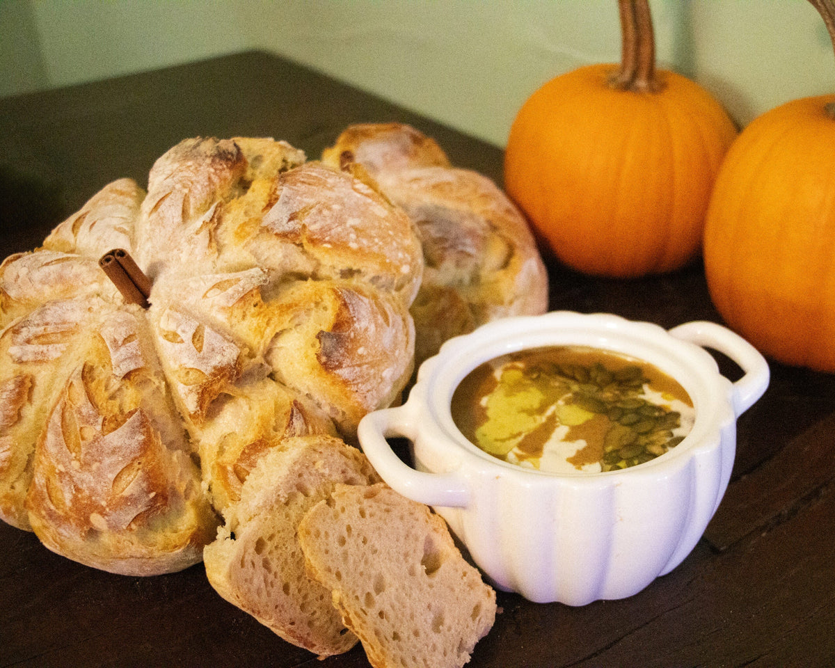 Roasted Pumpkin Soup and Pumpkin-Shaped Sourdough Loaves Recipe