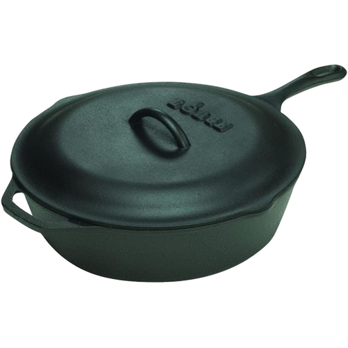 Extra deep cast iron chicken fryer with lid featuring self-basting nubs for even moisture, pre-seasoned and ideal for versatile cooking in kitchen and cookware collections.