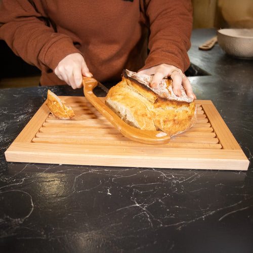 German-Made Bread Board with Crumb Tray – 16"x10"