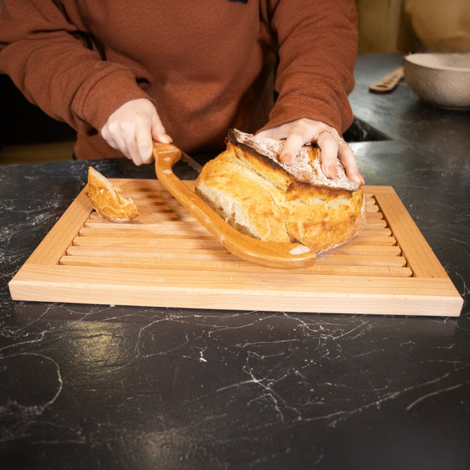 German-Made Bread Board with Crumb Tray – 16"x10"