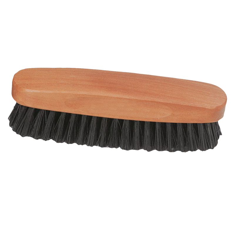 Durable clothes brush with stiff black bristles and an oiled pearwood handle, designed to remove lint, pet hair, and dust, featured in Home & Decor, Household Cleaning, and Best Sellers collections.