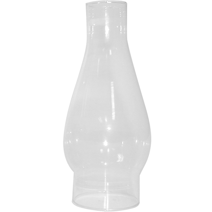 Clear high-quality glass chimney with a 2-5/8" base and bulbous shape, designed for oil lamps, featured in Lamps & Lighting, Parts and Accessories, and Chimneys and Globes collections.