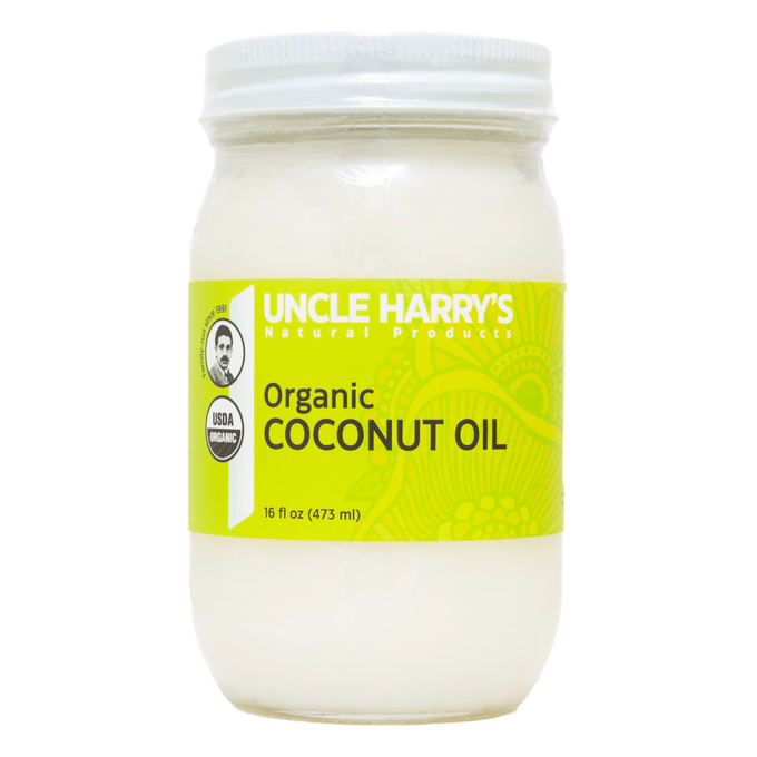 Handcrafted jar of organic coconut oil with vibrant yellow label, made in USA, featured in Health & Wellness, Kitchen & Food, Health Remedies, Pantry, Gluten Free, Best Sellers, and Promo Eligible collections.