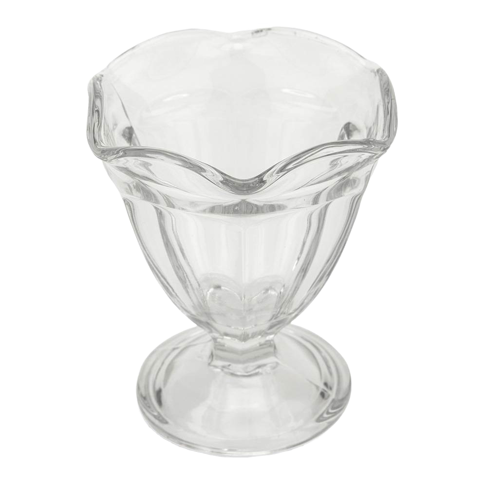 Clear handcrafted footed sherbet bowl made in USA with a vintage-inspired design, ideal for serving ice cream, sherbet, yogurt, and fresh fruit in Kitchen & Food and Dinnerware collections.