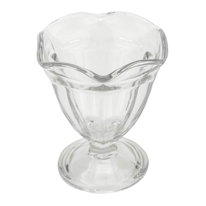 Clear handcrafted footed sherbet bowl made in USA with a vintage-inspired design, ideal for serving ice cream, sherbet, yogurt, and fresh fruit in Kitchen & Food and Dinnerware collections.