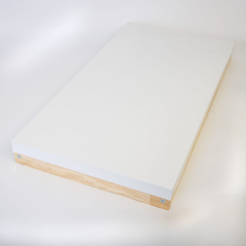 Handcrafted white telescoping cover for 5-frame hives with a natural wood edge, Amish made in the USA, ideal for Farm, Garden & Tool and Beekeeping Supplies collections.