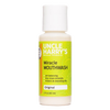 Small white plastic bottle of natural mouthwash with a bright yellow and green label featuring pH balancing and mineral benefits, suitable for Health & Wellness and Grooming collections.