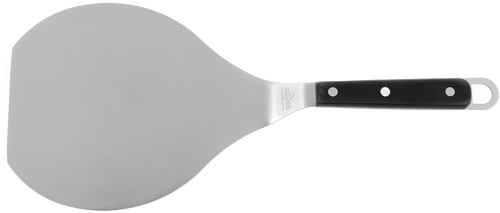 Extra wide stainless steel spatula with triple-riveted black handle and angled design for better control, ideal for Kitchen & Food, Kitchen Gadgets, Storage and Serving, and Best Sellers collections.