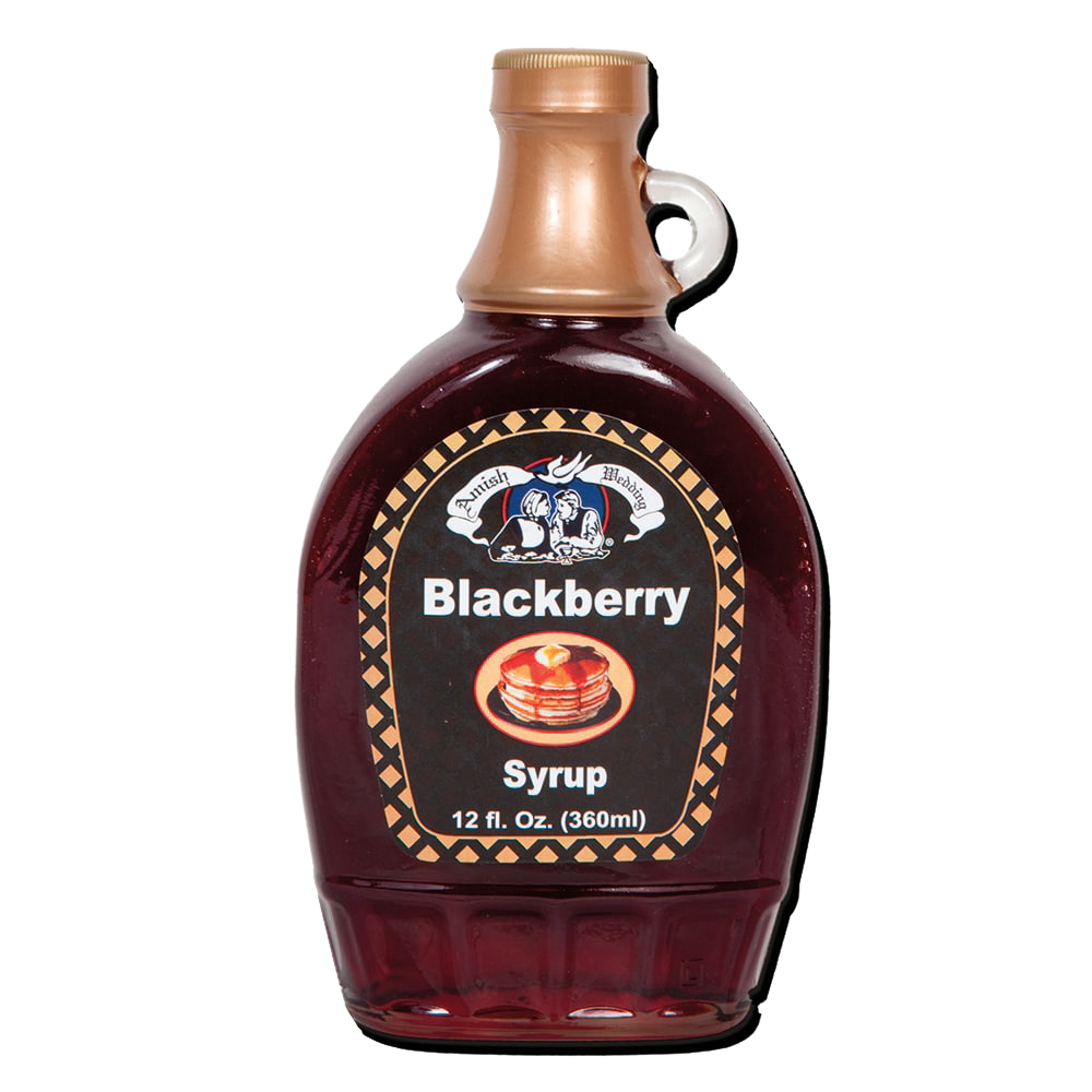 Bottle of handcrafted blackberry syrup in a glass jar with gold cap, made in USA, ideal for Kitchen & Food, Pantry, USA Made, Best Sellers, and Promo Eligible collections.