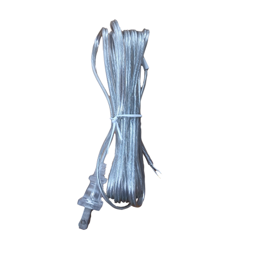 Coiled transparent electric cord with molded plug designed for converting Dietz lanterns to electric lights, handcrafted for use in Lamps & Lighting and Emergency Supplies collections.