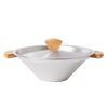 Aluminum stovetop popcorn popper with a conical shape, wooden handles, and lid knob, designed for easy popcorn making, featured in Kitchen & Food and Cookware collections.