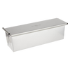 Handcrafted heavy-duty aluminized steel Pullman loaf pan with lid, designed for even heat conduction and professional-style bread baking; ideal for Kitchen & Food, Cookware, and Baking Supplies collections.