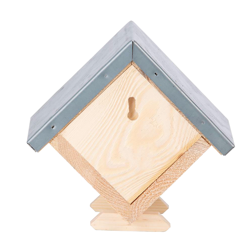 Handcrafted square bee house made of pine wood with a zinc roof, designed to support beneficial bees in garden and farm settings, featured in Farm, Garden & Tool and Best Sellers collections.