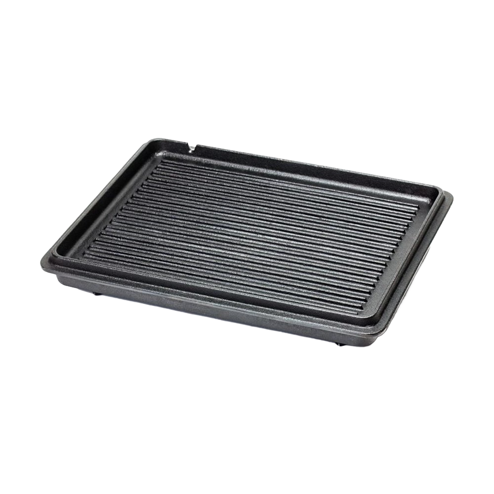 Durable cast iron griddle pan with raised ridges for grilling meats and vegetables, ideal for Farm, Garden & Tool, Kitchen & Food, Camping, Cookware, and Cast Iron collections.