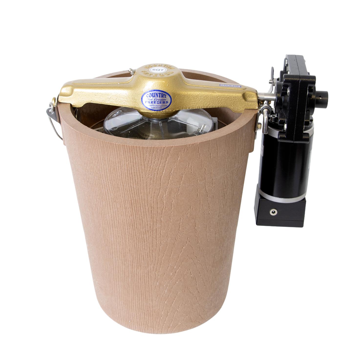 Handcrafted electric ice cream churn with a poly-insulated bucket and motor drive, designed for effortless homemade ice cream in Kitchen & Food and Specialty Equipment collections.
