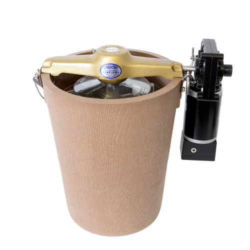 Handcrafted electric ice cream churn with a poly-insulated bucket and motor drive, designed for effortless homemade ice cream in Kitchen & Food and Specialty Equipment collections.