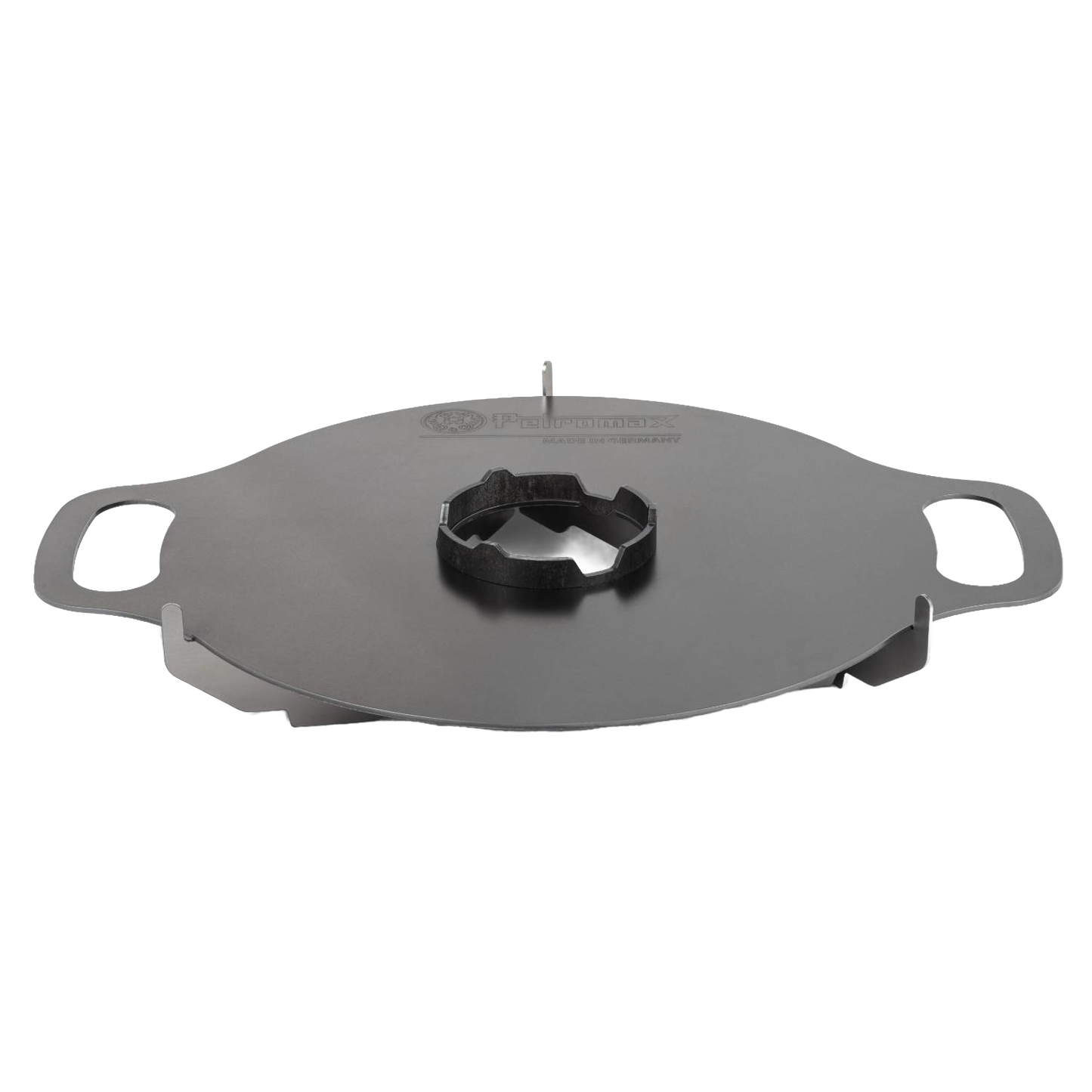 Heavy-duty black metal cooking support with handles designed to fit the Atago griddle plate opening, ideal for outdoor grilling in Farm, Garden & Tool and Camping collections.