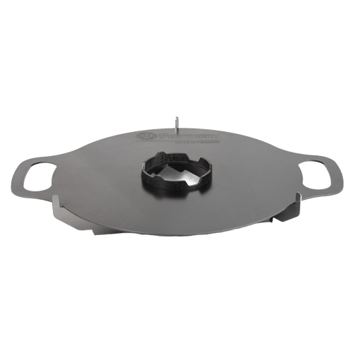 Heavy-duty black metal cooking support with handles designed to fit the Atago griddle plate opening, ideal for outdoor grilling in Farm, Garden & Tool and Camping collections.